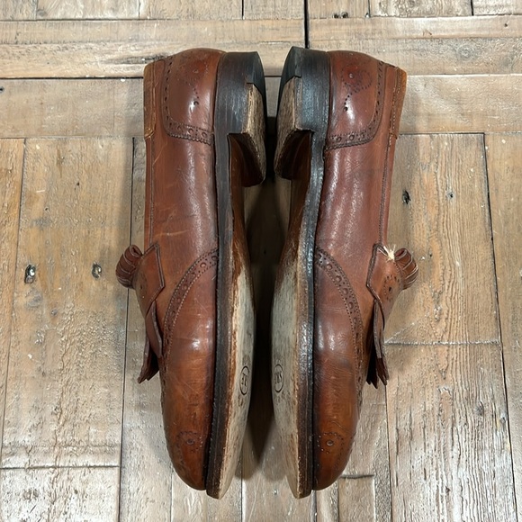 Paul Stuart brown leather fringed loafers - Picture 10 of 16